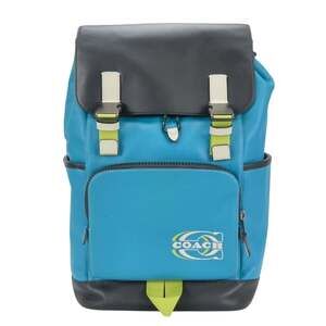 Coach Backpack/Daypack Track CJ659 Colorblock Leather Blue Black Men's COACH